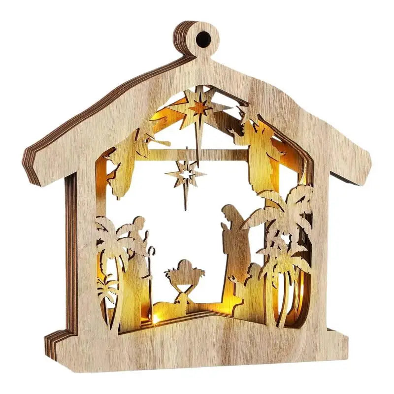 LED Nativity Scene Wooden