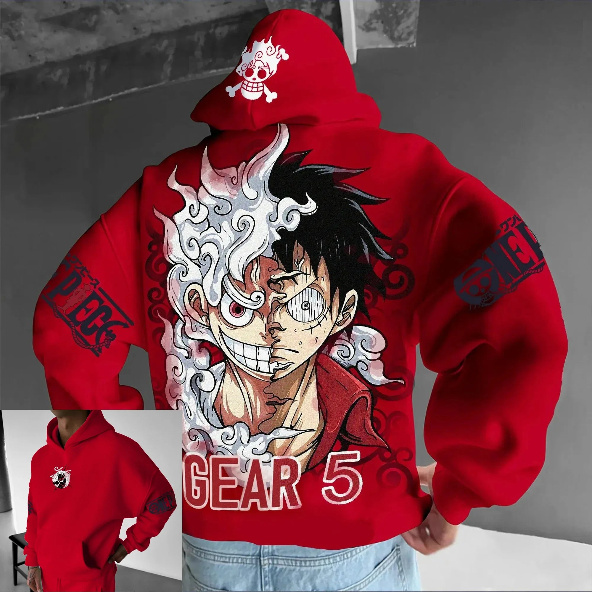 Anime Hoodie One Piece Luffy Gear 5 Nika 🫨❤️