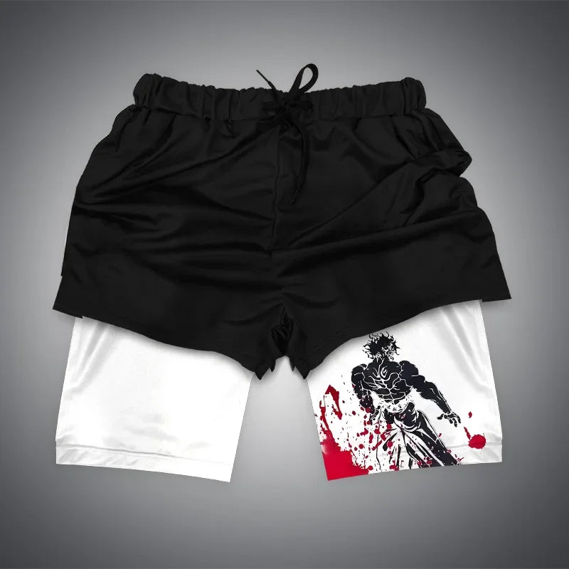 Anime Gym Shorts 2 in 1 Breathable