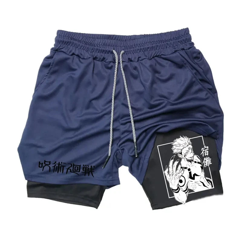 Anime Gym Shorts 2 In 1 Double Layer