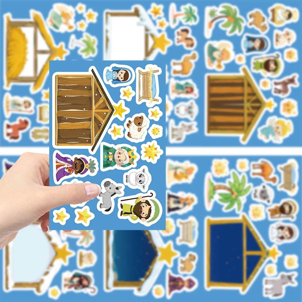 Cartoon Jesus Birth Scene Graffiti Stickers