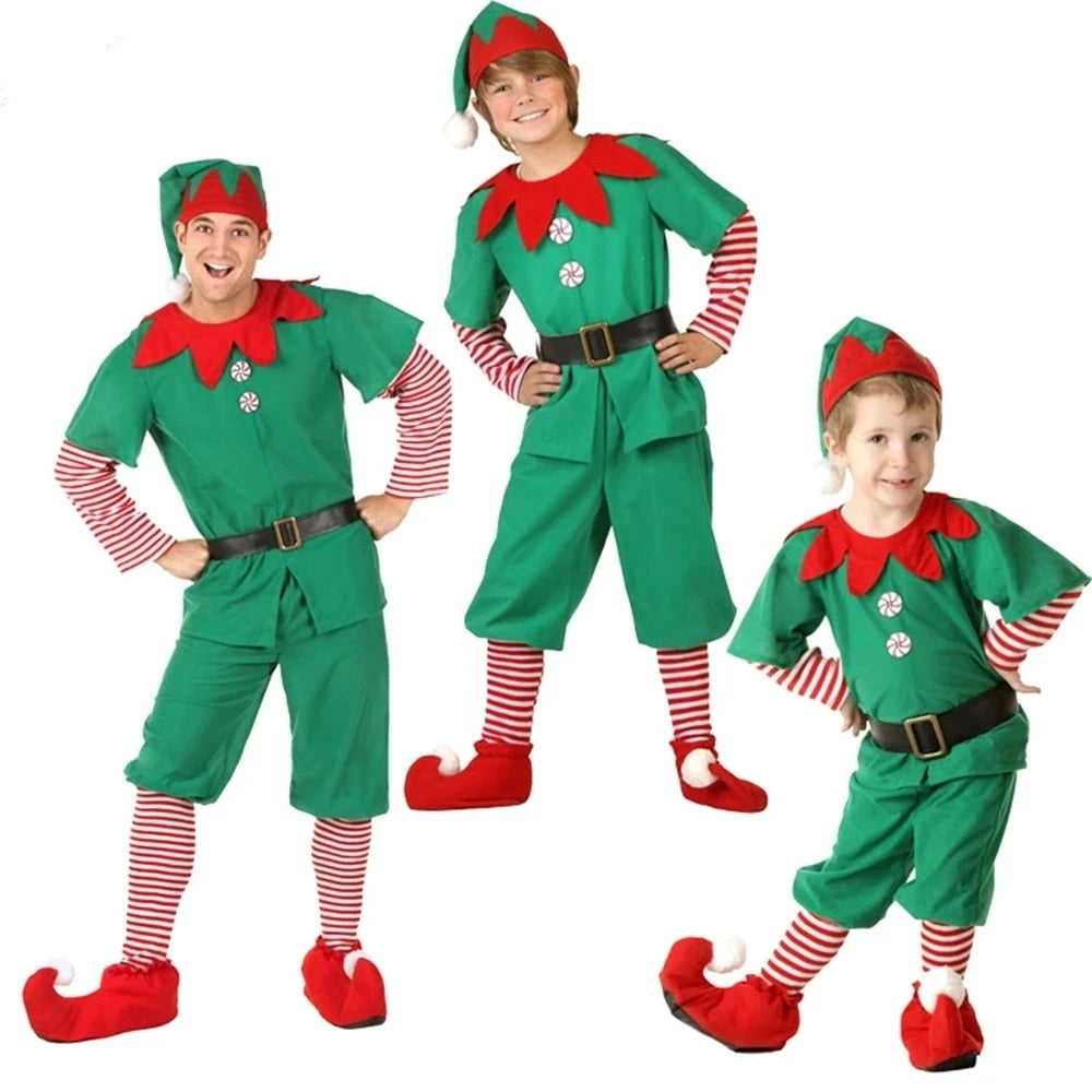 Children and adults Christmas elf costumes