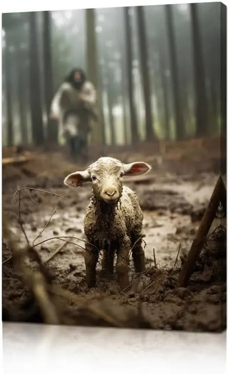 Jesus Saving The Lost Lamb Canvas Wall Art