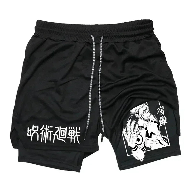 Men's Sports Shorts Jujutsu Kaisen Anime 2 in 1