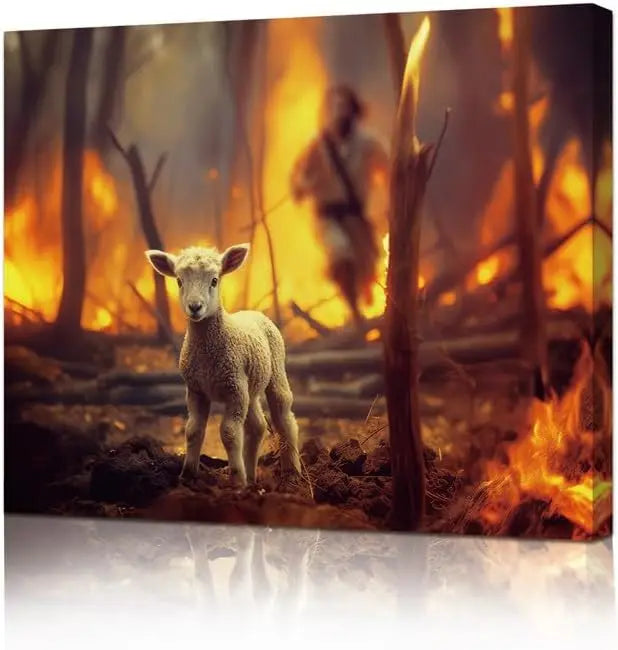 Jesus Saving The Lost Lamb Canvas Wall Art