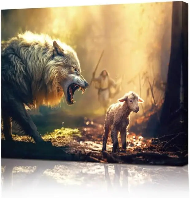 Jesus Saving The Lost Lamb Canvas Wall Art