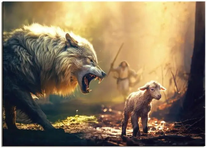 Jesus Saving The Lost Lamb Canvas Wall Art