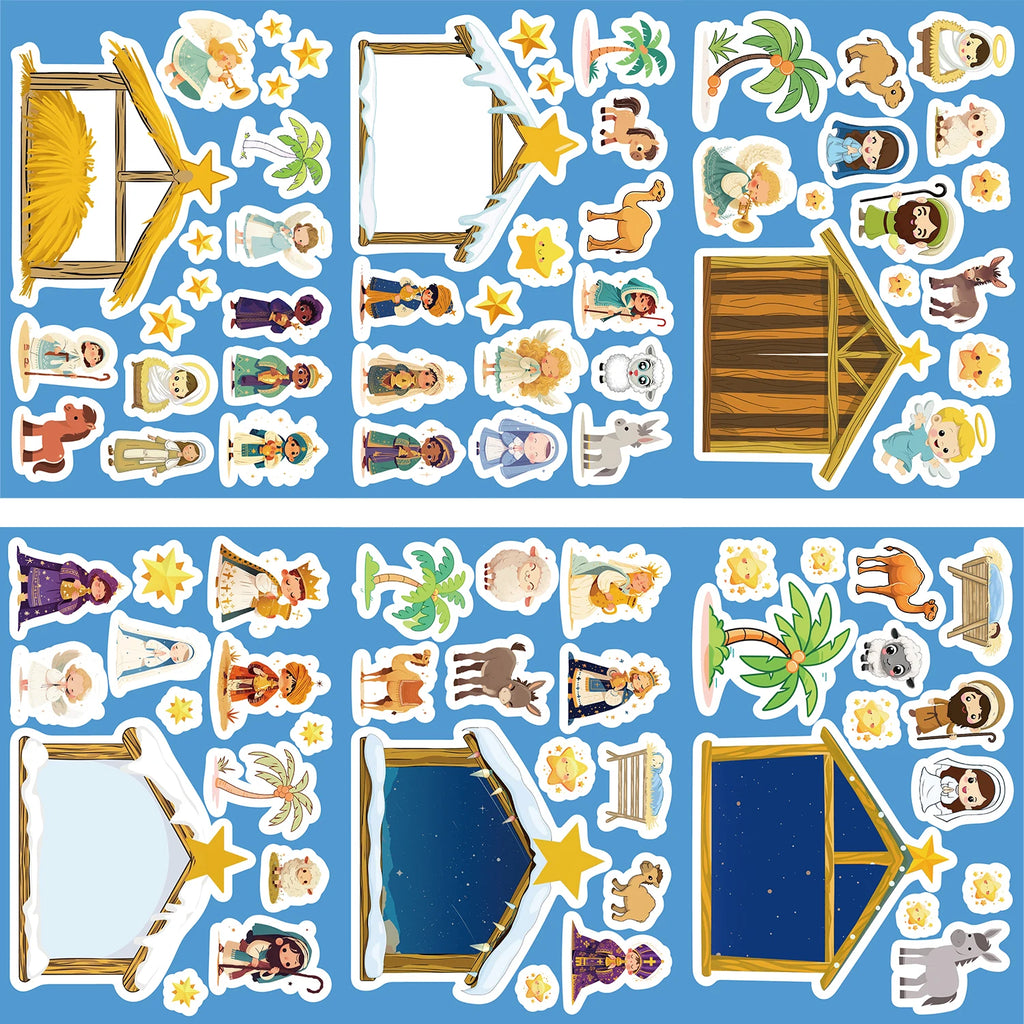 Cartoon Jesus Birth Scene Graffiti Stickers
