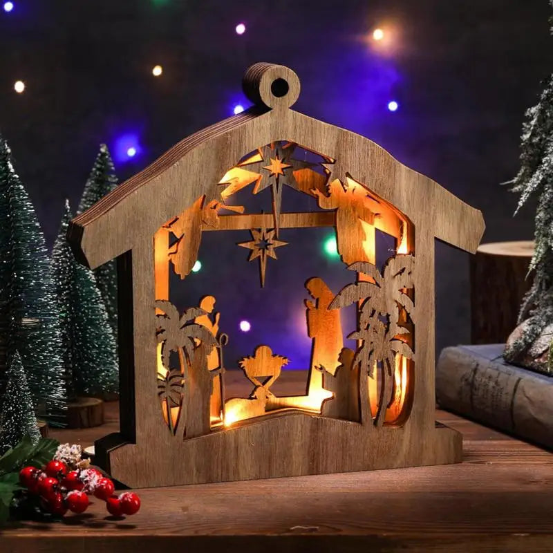 LED Nativity Scene Wooden